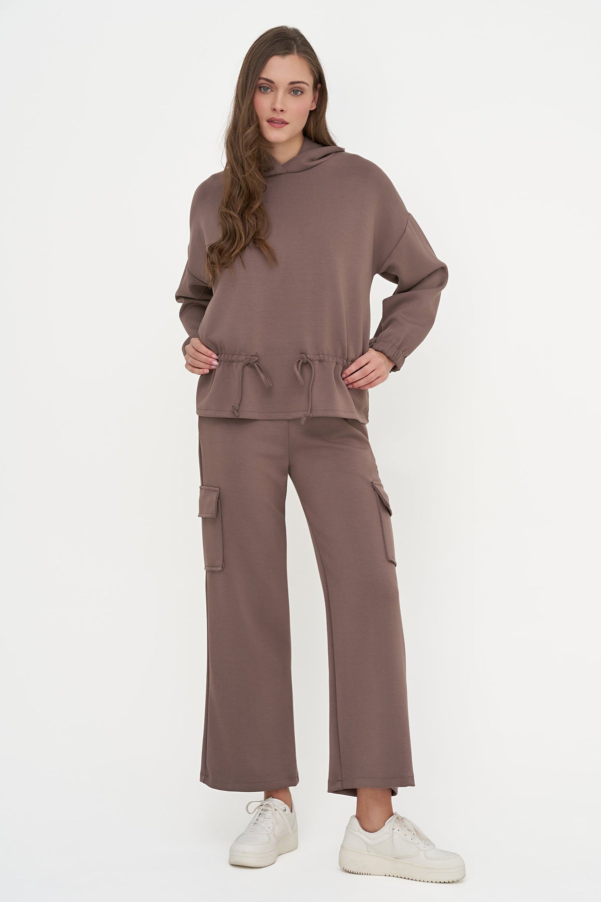Women's Knit Hooded Sweatshirt, Long Sleeves & Adjustable Waist