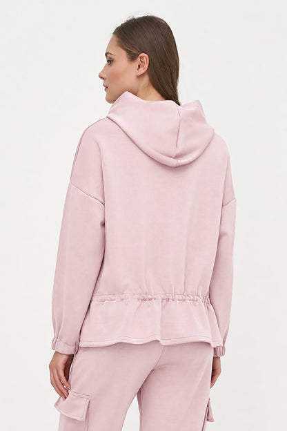 Women's Knit Hooded Sweatshirt, Long Sleeves & Adjustable Waist
