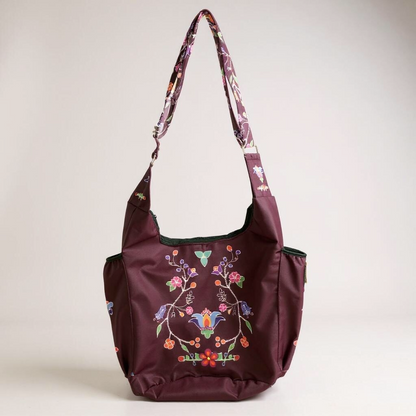 Blossomed Flower Crossbody Bag (burgundy )