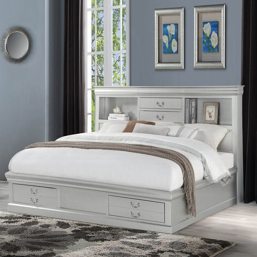 Storea Multi Drawer Storage Platform Bed - White Platinum