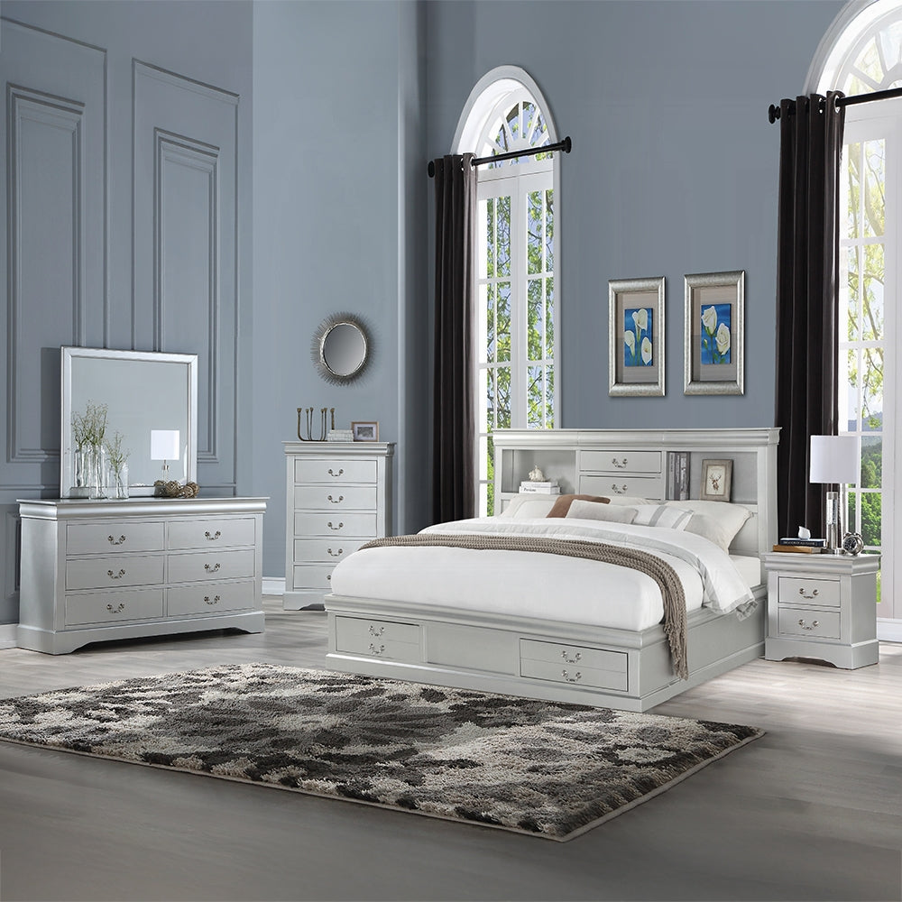 Storea Multi Drawer Storage Platform Bed - White Platinum