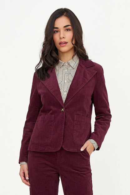 Women's Corduroy Blazer, Long Sleeves, Patch Pockets & Elbow Patches