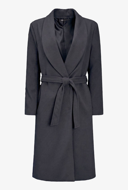 Women's Shawl-Collar Coat, Long Sleeves, Hidden Snaps & Removable Belt