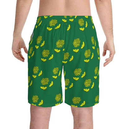 Relaxed fit Lime Green Beach Shorts-lilac & lotus prints