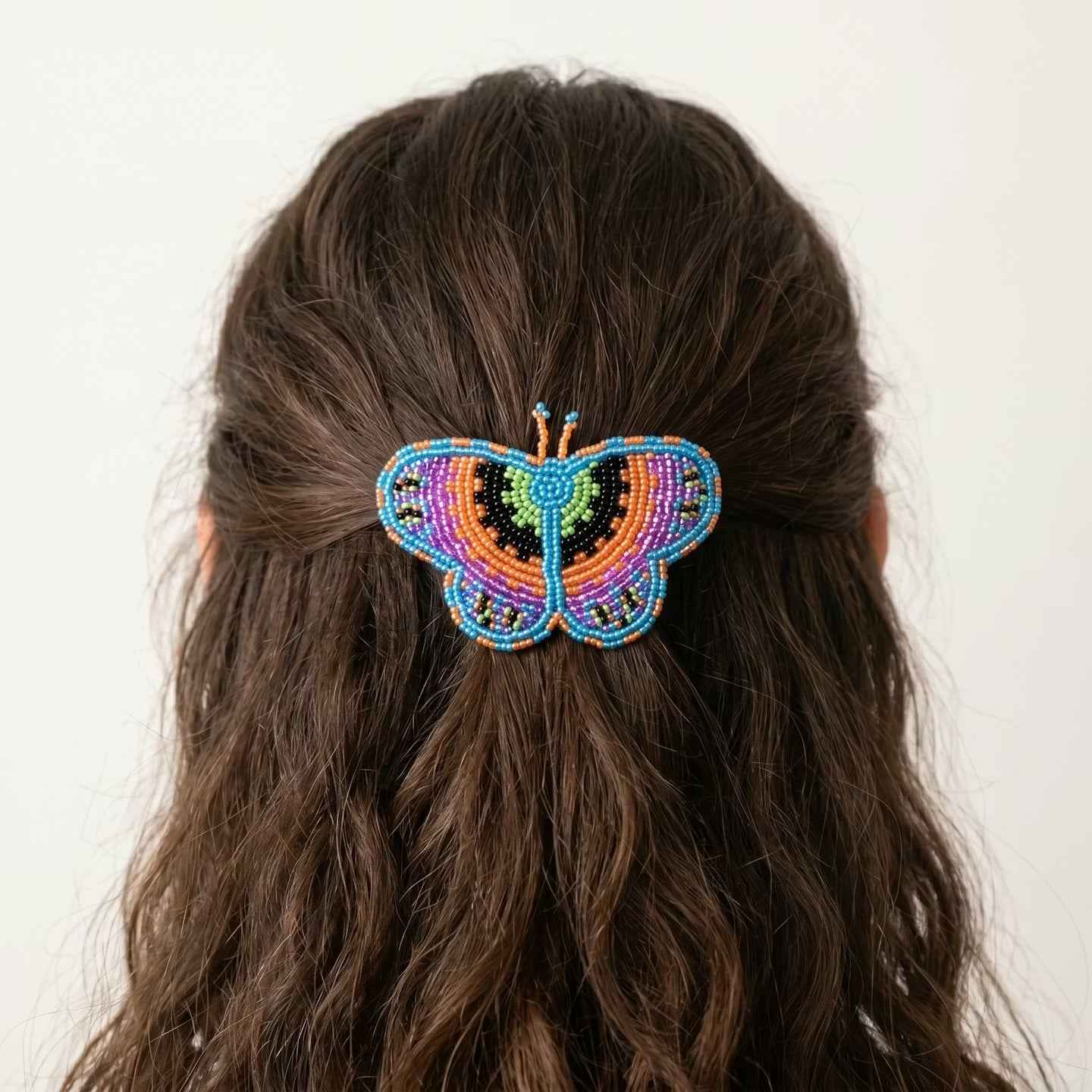 Light Blue Butterfly Beaded Barrette