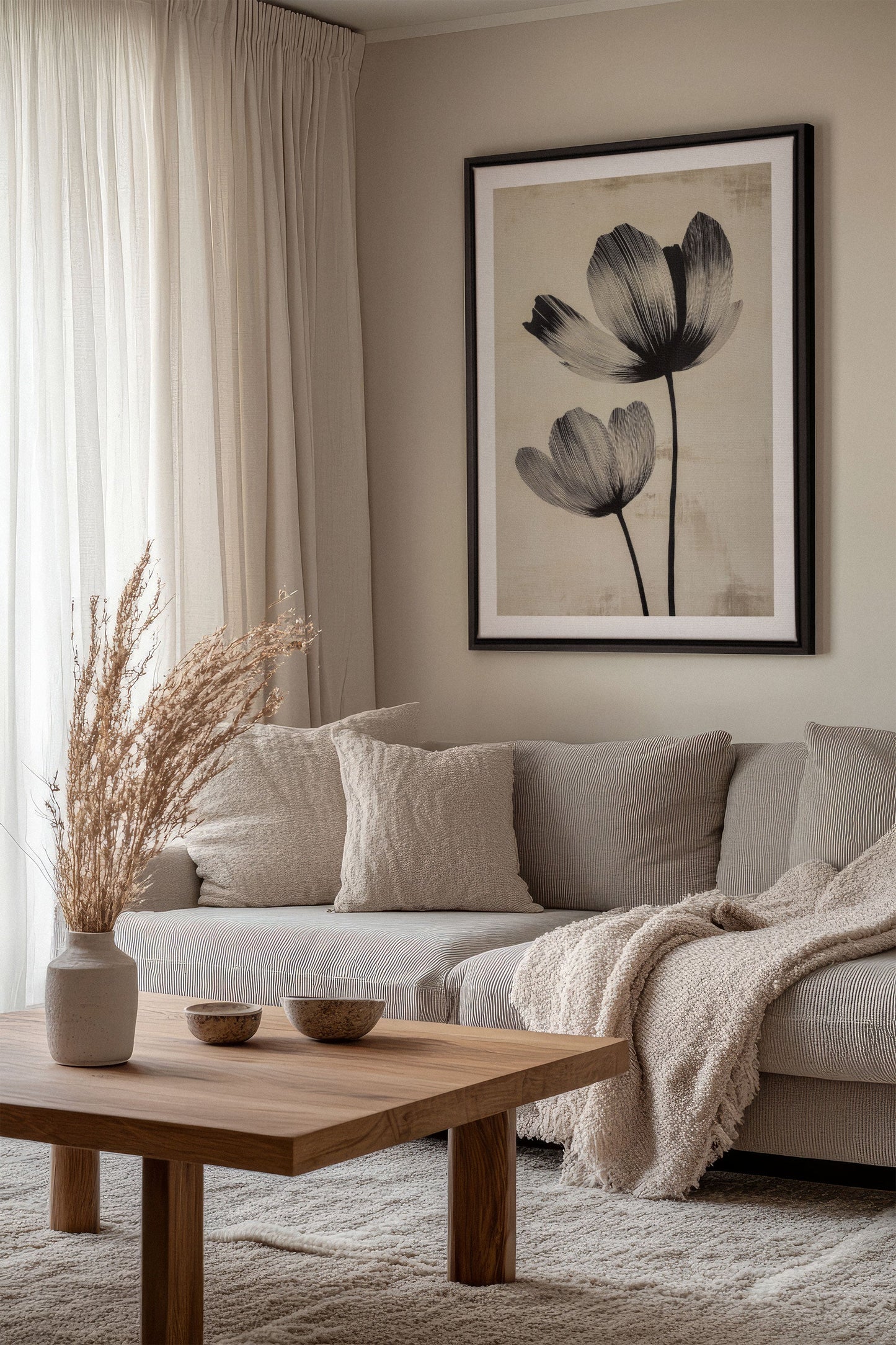 EBONY FLOWERS, Oeuvre sur toile étirée