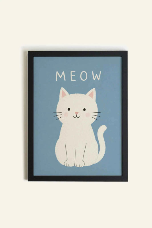 MEOW, Oeuvre sur toile rigide, encadré Noir (collective)