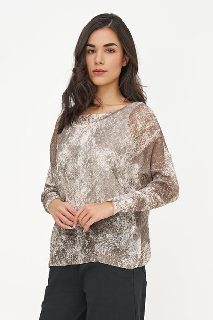 Women's Printed Boat-Neck Sweater