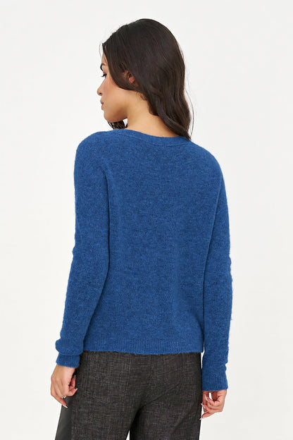 Women's Soft Brushed-Knit V-Neck Sweater with Long Sleeves