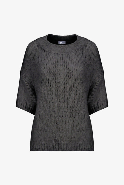 Women's Knit Crew-Neck Sweater with Elbow-Length Sleeves