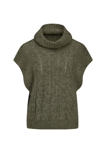 Women's Cable-Knit Turtleneck Sleeveless Sweater
