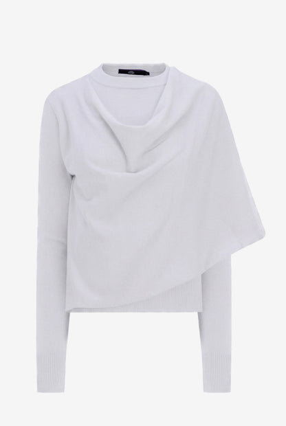 Women's Fine Knit Sweater/Scarf Combo, with a Crew-Neckline, Long Sleeves & an Attached Scarf Detail