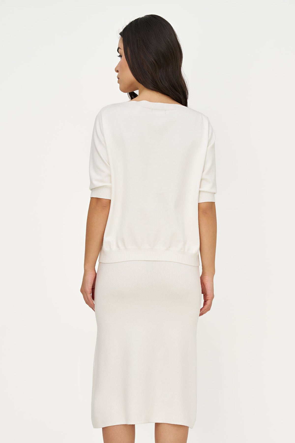 Women's Boat-Neck Sweater, Elbow-Length Sleeves & Pearl Details