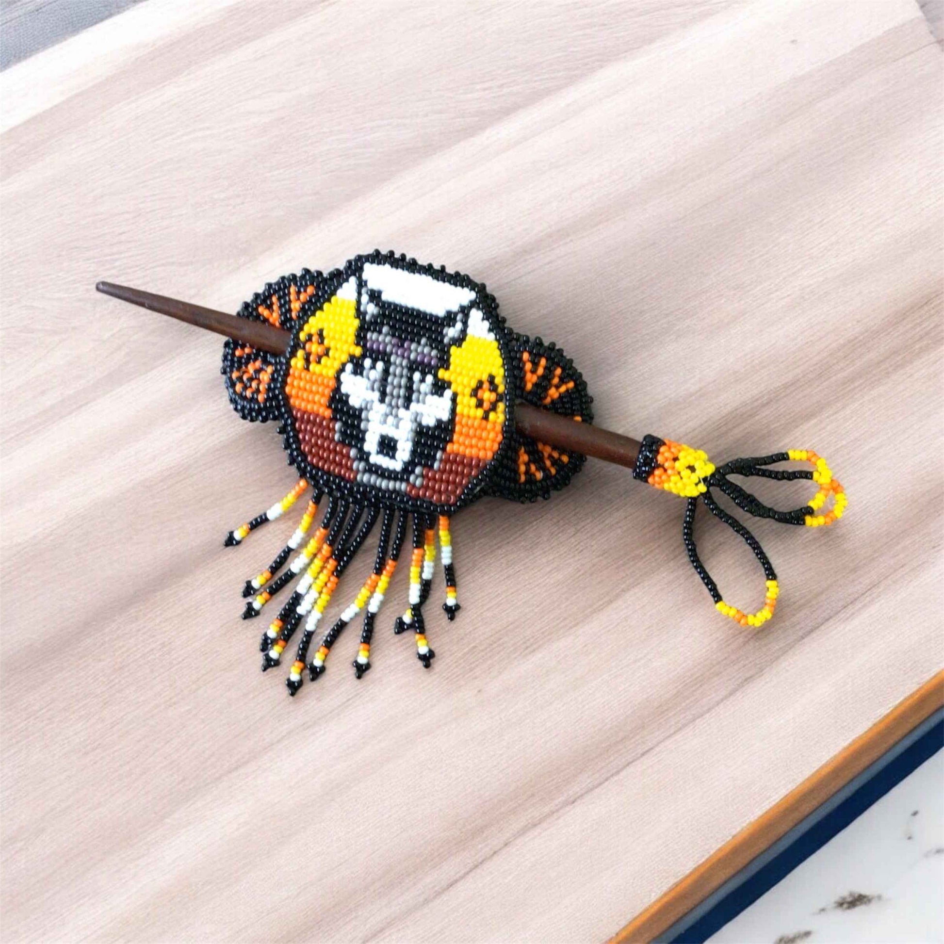 Native American Beaded Barrette with Fringes (6)