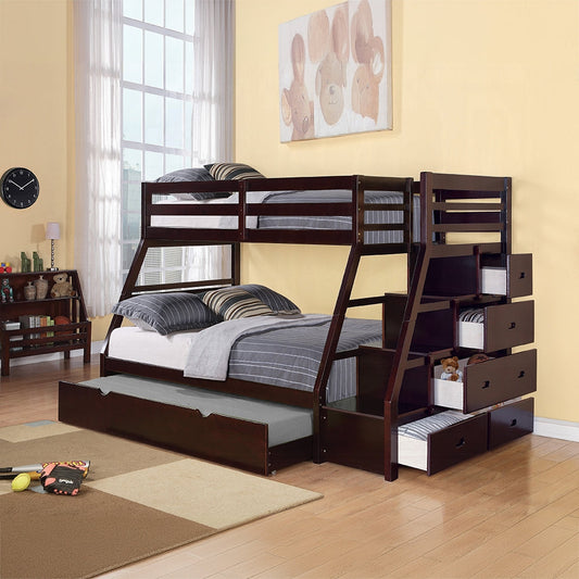 Mojo Twin/Full Etagenhochbett mit Ausziehbett und Stauraum – Espresso