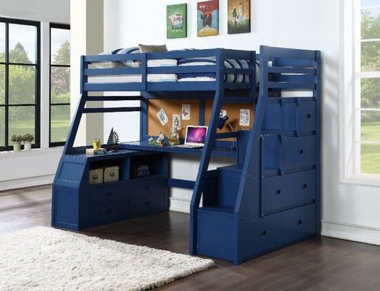 Mojo Twin/Full Etagenbett mit Arbeitsplatz und Stauraum - Marineblau