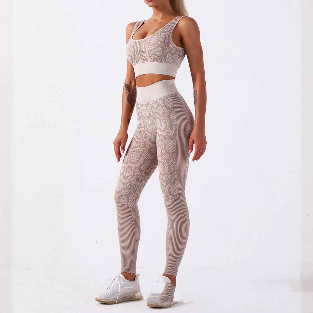Women’s Snake Pattern Yoga Set – Stylish Workout & Fitness Activewear Suit