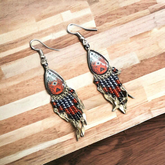OldTribes™ Small Sized Southwestern Red Teardrop Earrings