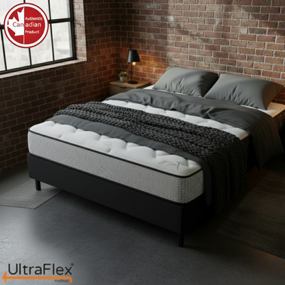 UltraFlex® DreamWeaver Medium Firm Pocket Coil Hybrid Mattress – Canadian-Made Orthopedic Support with Cooling Gel Foam, Quilted Top, Breathable & Hypoallergenic Comfort, Edge Support & Motion Isolation