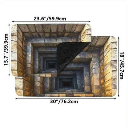 3D Optical Illusion Doormat - Non-slip Rubber Backing, Easy To Clean And Durable, Suitable For Indoor/outdoor Use, Fantastic Stone Step Design, Perfect For Front Door, Entrance, Bedroom Or Laundry Roo