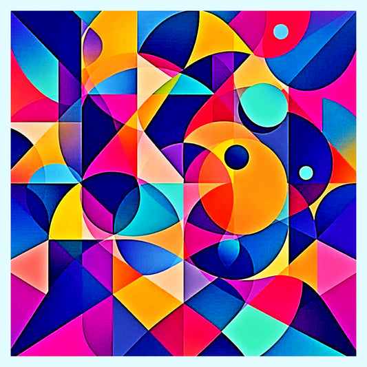 Bold Geometric Symphony Abstract Digital Art – Modern Colorful Wall Decor - AURABAGS SHOP