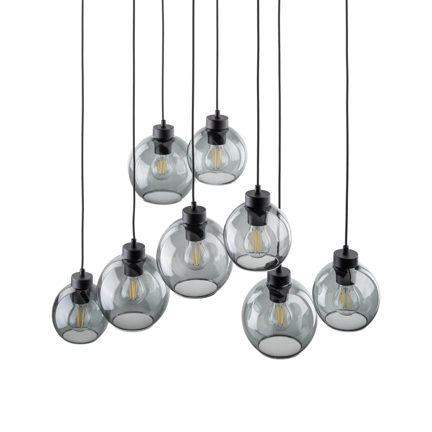 CUBUS Graphite Glass Scandinavian Pendant Light Fixture for Kitchen Island, Dining Room & Living Room (8-Light) - AURABAGS SHOP