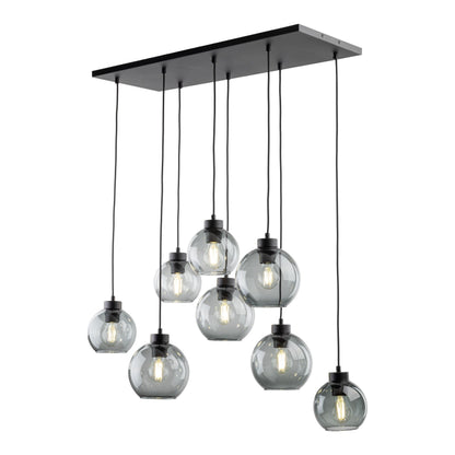 CUBUS Graphite Glass Scandinavian Pendant Light Fixture for Kitchen Island, Dining Room & Living Room (8-Light) - AURABAGS SHOP
