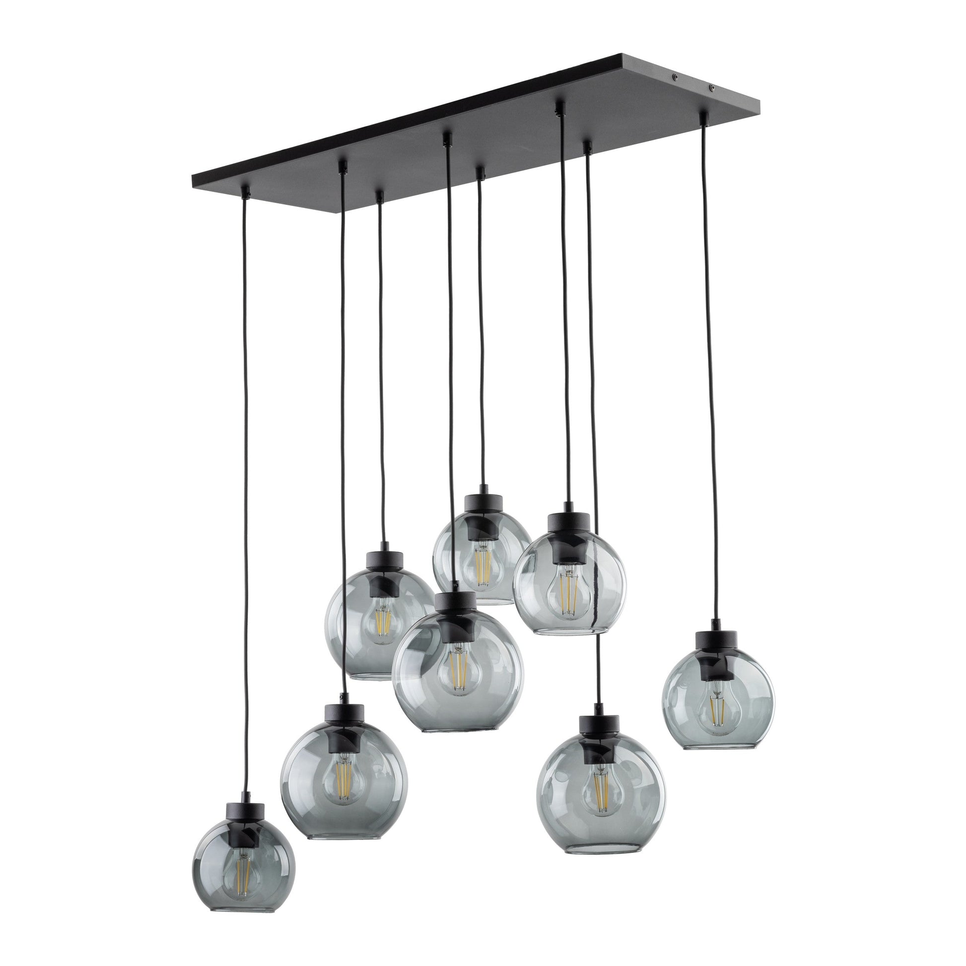CUBUS Graphite Glass Scandinavian Pendant Light Fixture for Kitchen Island, Dining Room & Living Room (8-Light) - AURABAGS SHOP
