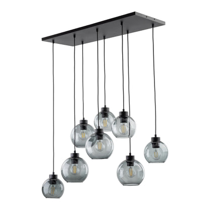 CUBUS Graphite Glass Scandinavian Pendant Light Fixture for Kitchen Island, Dining Room & Living Room (8-Light) - AURABAGS SHOP