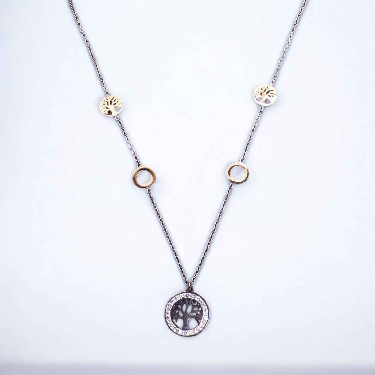 Tree of Life Stainless Steel Necklace Pendants With Long Chain