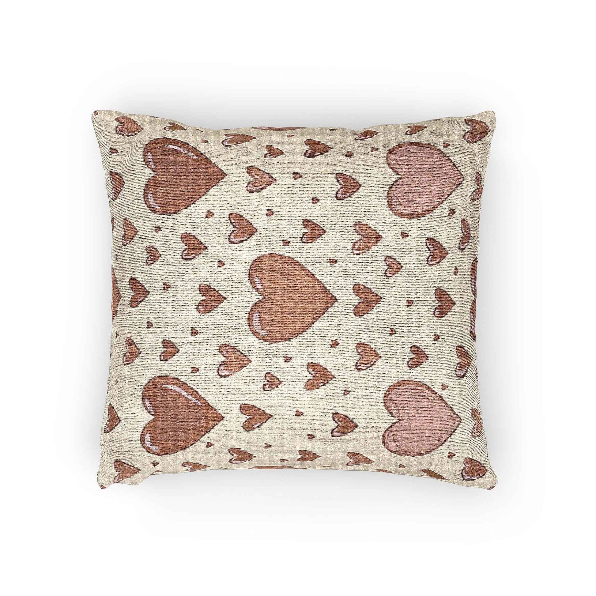 Pink Heart Pattern Woven Pillow | Boho Valentine Home Decor