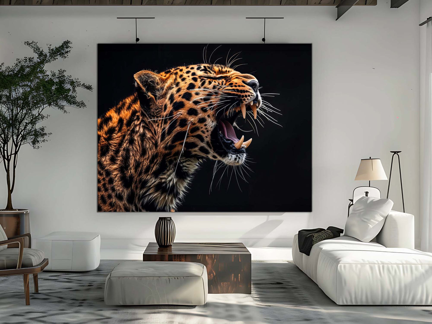Hochauflösender detaillierter Druck eines Leoparden 122 cm x 91 cm