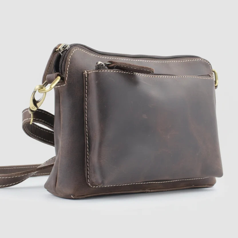 Hunter Leather Front Pocket Crossbody Bag