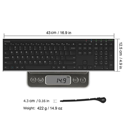 Arteck 2.4G Wireless Keyboard Stainless Steel Ultra Slim Full Size Keyboard with Numeric Keypad for Computer/Desktop/PC/Laptop/Surface/Smart TV and Windows 10/8/ 7 Built in Rechargeable Battery 🍁 All In One Marketplace Canada