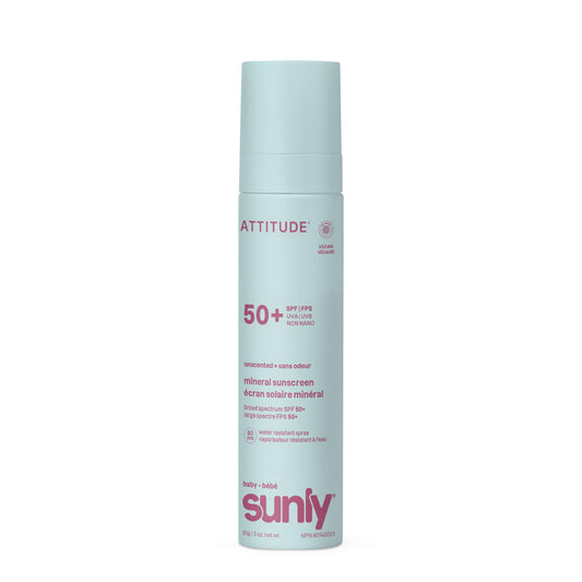 ATTITUDE Baby Mineral Sunscreen Lightweight Lotion SPF 50, Broad Spectrum Zinc Oxide, EWG Verified, Non-Nano, Water-Resistant 80 Minutes, Non-Greasy for Face & Body, Vegan, Unscented, 80 grams 🍁 All In One Marketplace Canada