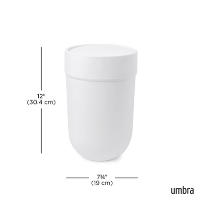 Umbra Touch Trash Can, Small 1.6-Gallon Garbage Bin with Swing Lid, Waste Basket for Bathroom or Office, White 🍁 All In One Marketplace Canada