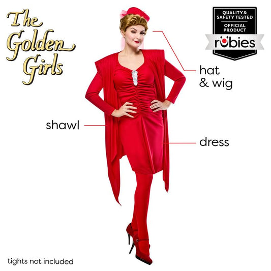 Rubies Women's Golden Girls Blanche Costume Set with Wig, Large, TV Show Look Perfect for Halloween, Parties, and More