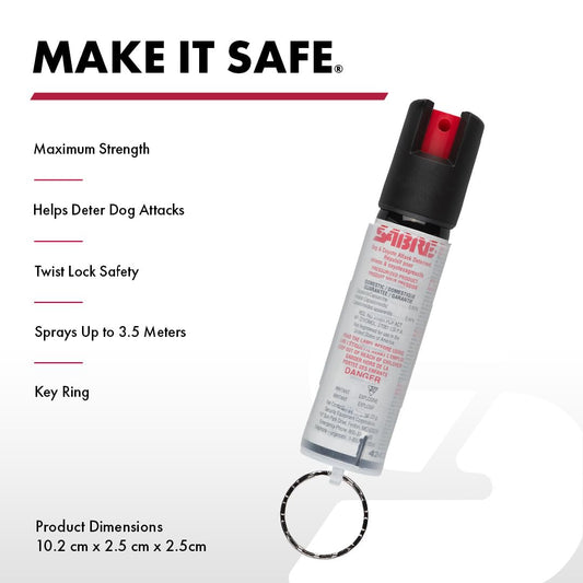Sabre Protector 22-Gram Dog Spray with Key Ring, 14 Second Total Spray Time, 3.5-Meter Range, Humane Dog Attack Deterrent, Maximum Strength Allowed by Health Canada 🍁 All In One Marketplace Canada