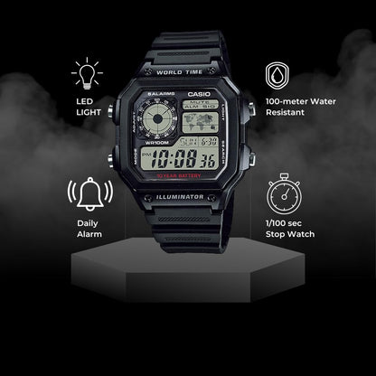 Casio Men's Classic Japanese-Quartz Watch with Resin Strap, Black, 21 (Model: AE1200WH-1A) 🍁 All In One Marketplace Canada
