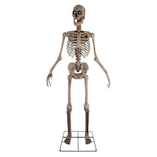 Haunted Hill Farm 8-Ft. Tall Bones McNeely The Towering Skeleton by SVI, Plug-in Motion-Activated Talking Scare Prop Animatronic for Indoor or Covered Outdoor Creepy Halloween Decoration