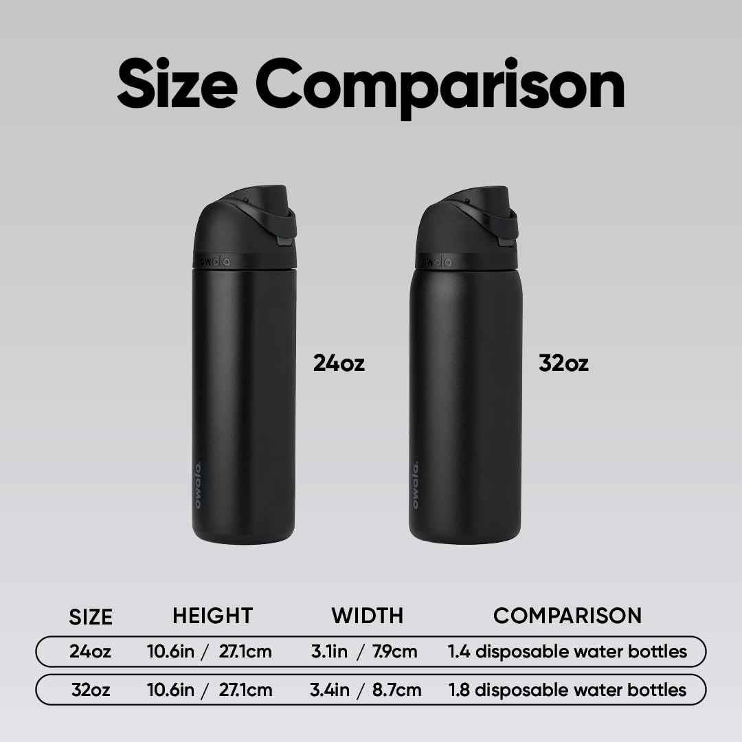Owala FreeSip Insulated Stainless Steel Water Bottle with Straw for Sports and Travel, BPA-Free, 24-oz, Very, Very Dark 🍁 All In One Marketplace Canada