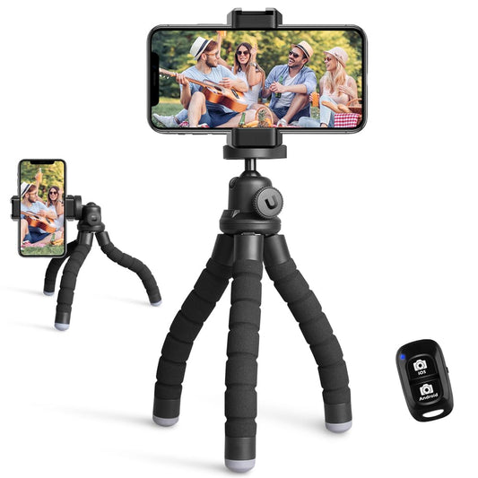 UBeesize Phone Tripod, Portable and Flexible Tripod with Wireless Remote and Universal Clip, Compatible with All Cell Phones/Cameras, Cell Phone Tripod Stand for Video Recording (Black) 🍁 All In One Marketplace Canada
