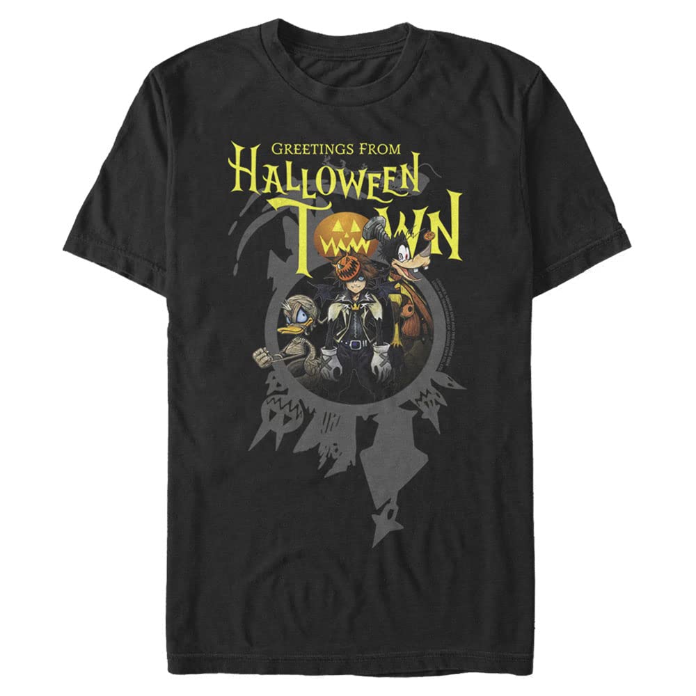 Disney Big & Tall Kingdom Hearts Greetings Halloween Town Men's Tops Short Sleeve Tee Shirt, Black, X-Large Big Tall