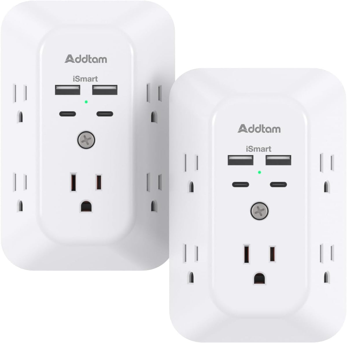 2 Pack USB Wall Charger Surge Protector, Multi Plug Outlet with 5 Outlet Extender and 4 USB Charging Ports (2 USB C Outlet) 3 Sided 1800J Power Bar for Home Travel Office 🍁 All In One Marketplace Canada