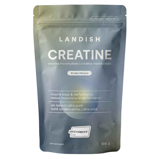 Landish Creatine Monohydrate Powder – Creapure®, German-Made Micronized Creatine – Canadian Brand – Increases Muscle Mass & Improves Strength – For Women & Men – Vegan –Unflavoured – 300 g (60 Servings) 🍁 All In One Marketplace Canada