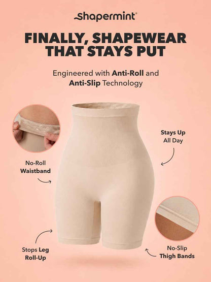 SHAPERMINT All Day Every Day High Waisted Shaper Shorts - Shapewear Women Tummy Control Underwear, Body Shaper for Women Nude 🍁 All In One Marketplace Canada