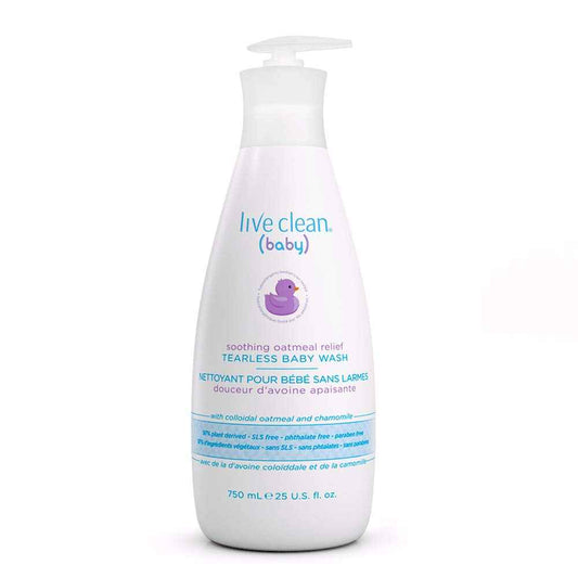 Live Clean Baby Tearless Baby Wash, Soothing Oatmeal Relief, White, 750 ml (Pack of 1) 🍁 All In One Marketplace Canada