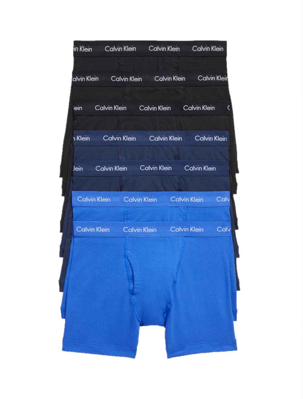 Calvin Klein Men's Cotton Stretch 7-Pack Boxer Brief, 3 Black, 2 Blue Shadow, 2 Cobalt Water, Large 🍁 All In One Marketplace Canada