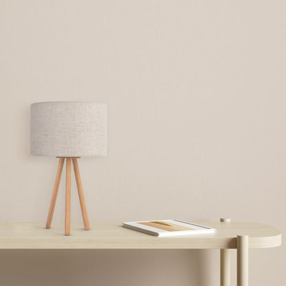 TOKYO Natural Linen & Wood Tripod Table Lamp for Bedroom & Nightstand