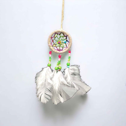 Small Handmade White Dreamcatcher with White Feathers